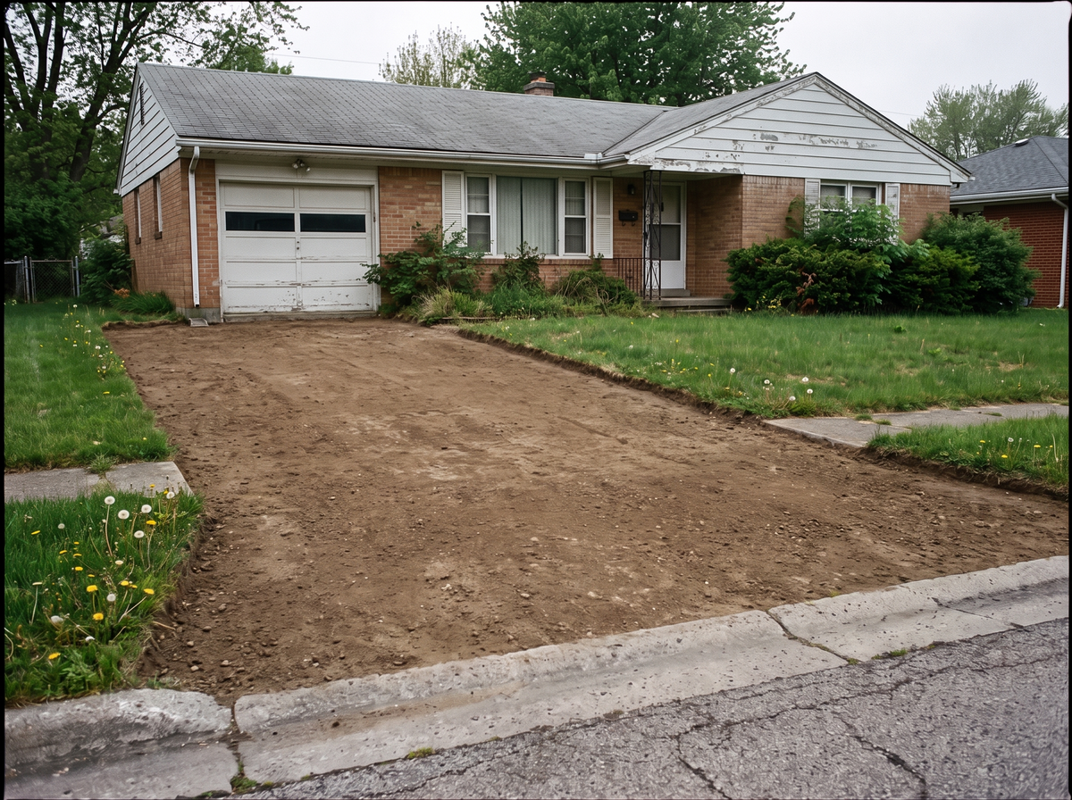 The same driveway removed, subgrade graded and compacted